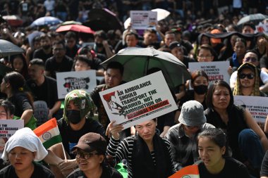 MUMBAI INDIA 31 AĞUSTOS 2024 Manipur Kuki Cemaati 'nden insanlar 31 Ağustos 2024' te Manipur 'da Manipur' da şiddet ve barış talebini protesto ettiler.