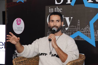 NEW DELHI INDIA FEBRUARY 1 2024  Bollywood actor Shahid Kapoor during an exclusive interview with HT City for the promotion of their upcoming movie Teri Baaton Mein Aisa Uljha Jiya at HT Media office on February 1 2024 in New Delhi India Photo by Dhr clipart