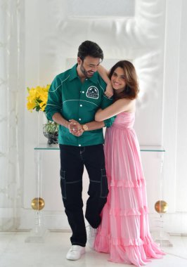 MUMBAI INDIA FEBRUARY 9 2024  Bollywood actor Ankita Lokhande Jain with her husband businessman Vicky Jain during an exclusive interview with HT City for the Valentines Day special shoot on February 9 2024 in Mumbai India Photo by Bhushan Koyande Hin clipart