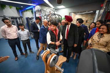 NEW DELHI INDIA FEBRUARY 11 2024 Jyotiraditya Scindia Minister of Civil Aviation during the inauguration of Center for Sports injury at Safdarjung Enclave on February 11 2024 in New Delhi India Photo by Sanchit Khanna Hindustan Times  clipart