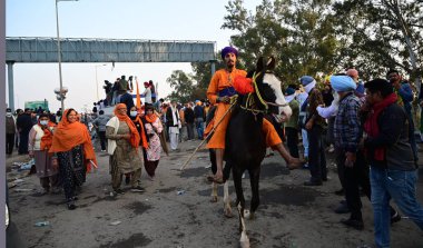 CHANDIGARH INDIA FEBRUARY 14 2024 Womens during the Farmers Protest at Shambu Border of Punjab and Haryana near Ambala on February 14 2024 in Chandigarh India Police deployed tear gas to halt thousands of farmers demanding minimum crop prices from ad clipart