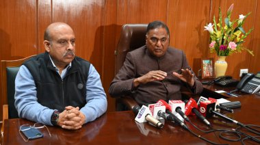 NEW DELHI INDIA FEBRUARY 15 2024 Leader Of Opposition In Delhi Assembly Ramveer Singh Bidhuri along with Delhi BJP MLA Virendra Gupta Ajay Mahawar address press conference after attending the fifth session Budget Session of the Seventh Legislative As clipart