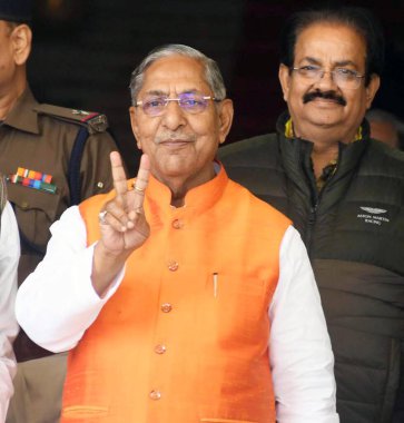 PATNA INDIA FEBRUARY 15 Şubat 2024 Yeni seçilen Bihar Meclis Başkanı Nand Kishore Yadav 15 Şubat 2024 'te Patna Hindistan Fotoğrafı: Santosh Kumar Hindustan Times