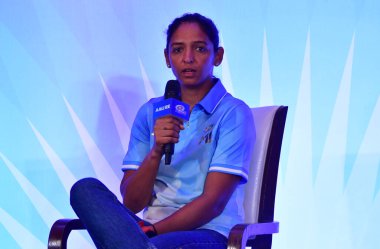 MUMBAI INDIA FEBRUARY 16 2024 Mumbai Indians Women captain Harmanpreet Kaur during the Mumbai Indians WPL 2024 press conference on February 16 2024 in Mumbai India Photo by Bhushan Koyande Hindustan Times clipart