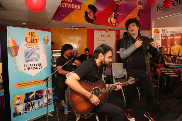 stock image NEW DELHI INDIA FEBRUARY 16 2024  Euphoria Band founder and lead vocalist Palash Sen performs during the HT Citys 25th birthday anniversary celebration at HT House on February 16 2024 in New Delhi India Photo by Raajessh Kashyap Hindustan Times 