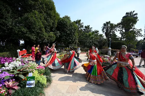 stock image NEW DELHI INDIA FEBRUARY 18 2024 Artists during the 36th Garden Tourism Festival organized by Delhi Tourism in collaboration with the Delhi Government held at Garden of Five Senses on February 18 2024 in New Delhi India The theme of the 36th Garden T