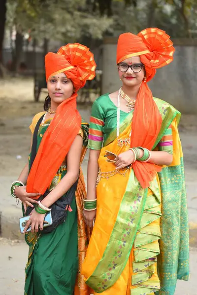 stock image GURUGRAM INDIA FEBRUARY 19 2024 Maharashtrian people celebrate the Chhatrapati Shivaji Maharaj birth anniversary at sector40 community center near Huda Market on Feburary 19 2024 in Gurugram India Chhatrapati Shivaji Maharaj is one of the greatest Ma