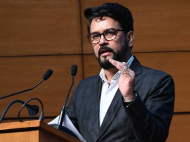 NEW DELHI INDIA FEBRURAY İB Anurag Thakur 22 2024 Birlik Bakanı, Hindistan RNI Yeni Medya Kanadı ve Dijital Adres Sistemi DAS Merkez İletişim Bürosu CBC Kayıt Kayıt Bürosunun hizmete girmesi sırasında konuştu