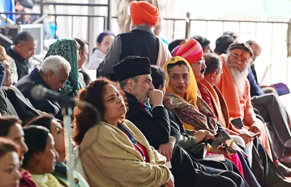 stock image JAMMU INDIA FEBRUARY 20 2024 Former Deputy Chief Minister of Jammu and Kashmir and one of the founding members of Peoples Democratic party Muzaffar Hussain Baig is seen at Prime Minister Narendra Modi Public rally at Maulana Azad Stadium on February 