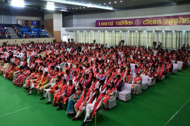 NEW DELHI INDIA FEBRUARY 24 2024 Students during the 100th convocation of the Delhi University to award medals and prizes to the meritorious students and confer the degrees at DU Sports complex on February 24 2024 in New Delhi India Jagdeep Dhankhar  clipart