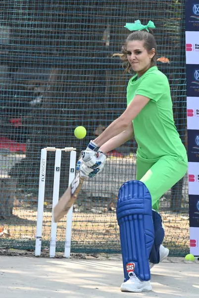 stock image NEW DELHI INDIA FEBRUARY 24 2024 120 Miss World contestants playing cricket as part of the 71st Miss World Pageant the competition for the Miss World Sports Miss World Sportswoman title took place at the Major Dhyan Chand National Stadium on February