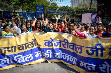 NEW DELHI INDIA FEBRUARY 25 2024 AAP supporters protest for the Water Bill Scheme at AAP Party Headquarters DDU Marg on February 25 2024 in New Delhi India Aam Aadmi Party AAP continued their protest over the nonimplementation of the onetime settleme clipart