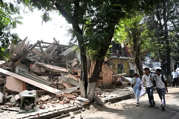 Stock image MUMBAI INDIA JANUARY 4 2024 BMC demolished a cancer shelter near Tata hospital at Parel Photo by Raju Shinde Hindustan Times 