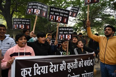 NEW DELHI INDIA JANUARY 3 2024 Several junior wrestlers assemble at Jantar Mantar to protest against the Indian Wrestlers Bajrang Punia Sakshi Malik and Vinesh Phogat Hundreds of junior wrestlers from Uttar Pradesh Haryana and Delhi protested against clipart