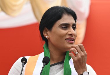 NEW DELHI INDIA JANUARY 4 2024 YS Sharmila Andhra Pradesh 'in son dönem eski başbakanı Y S Rajasekhara Reddy' nin kızı ve Andhra Pradesh 'in küçük kız kardeşi