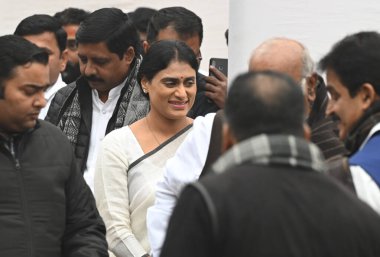 NEW DELHI INDIA JANUARY 4 2024 YSR Telangana Partisi kurucusu YS Sharmila, AICC Genel Merkezi Fotoğrafı: Sanjeev Verma Hindustan Times 