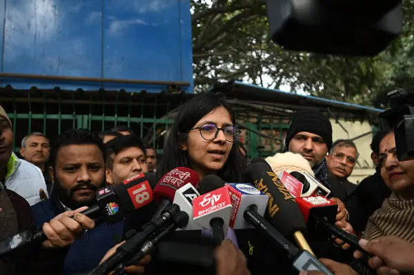 stock image NEW DELHI INDIA JANUARY 8 2024 AAP Rajya Sabha Candidate Swati Maliwal during the nomination submission at Transport Department Civil Lines Photos by Salman Ali Hindustan Times 