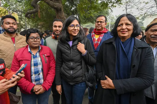 stock image NEW DELHI INDIA JANUARY 8 2024 Swati Maliwal Ex DCW Chief and AAP Leader arrives to file her nomination for Rajya Sabha at Civil Lines Photo by Sanchit Khanna Hindustan Times 