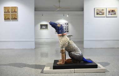 KOLKATA INDIA JANUARY 8 2024 Installation view of 57th Annual Exhibition 2024 at Birla Academy of Art and Culture Photo by Samir Jana Hindustan Times  clipart