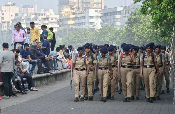 stock image MUMBAI INDIA JANUARY 11 2024 Indian Air force Surya Kiran rehearsal for upcoming air display at Marine Drives on January 18