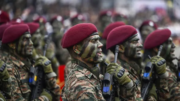 stock image LUCKNOW INDIA JANUARY 15 2024 Army Day Parade at 11 Gorkha Rifles Regimental Center GRRC Parade Ground Photo by Deepak Gupta Hindustan Times 