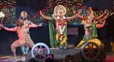 NEW DELHI INDIA JANUARY 20 2024 Artists perform Dance drama being organized by the Hindi Academy clipart