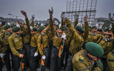 NEW DELHI INDIA JANUARY 20 2024 Indian Army Grenadiers Regiment personnel during rehearsal for the Republic Day Parade 2024 Photo by Raj K Raj Hindustan Times  clipart