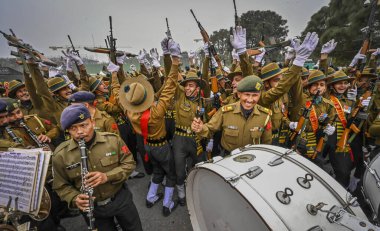 NEW DELHI INDIA JANUARY 20 2024 Indian Army Kumaon Regiment personnel during rehearsal for the Republic Day Parade 2024 Photo by Raj K Raj Hindustan Times  clipart