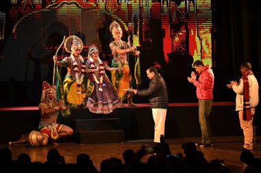 NEW DELHI INDIA JANUARY 21 2024 Delhi Chief Minister Arvind Kejriwal during Shree Ram Ramlila Manchan by Hindi Academy Government of Delhi at Pearey Lal Bhawan ITO ahead of consecration of Ram temple at Ayodhya Photo by Salman Ali clipart