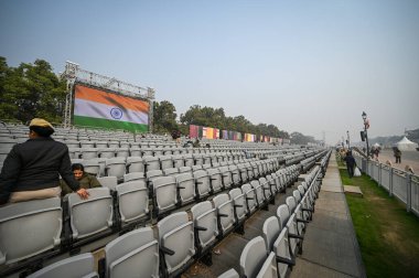 NEW DELHI INDIA JANUARY 24 2024 Preparations underwent on Kartavya Path ahead of Republic Day Parade 2024 Photo by Sanchit Khanna Hindustan Times  clipart