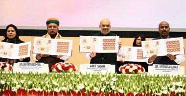 NEW DELHI INDIA 24 HAZİRAN 24 2024 Birlik İçişleri Bakanı Amit Şah ve Hindistan Adalet Bakanı Arjun Ram Meghwal Sosyal Adalet ve Yetkilendirme Bakanı Dr. Virendra Kumar Dışişleri Bakanı Meenakshi Lekhi ve diğerleri serbest bırakıldı