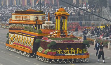 NEW DELHI INDIA JANUARY 26 2024 A tableaux from Central Public Works Department CPWD on display during the 75th Republic Day Parade 2024 at Kartavya Path India gears up for its platinum celebration of the country Republic Day on Friday with an enthra clipart