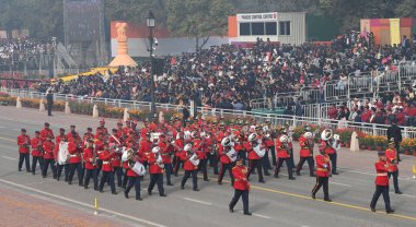 NEW DELHI INDIA JANUARY 26 HAZİRAN 2024 Sih Alayı birliği, 75. Cumhuriyet Günü Geçidi 2024 'te Hindistan' ın Kartavya Yolu 'nda yürüdü.