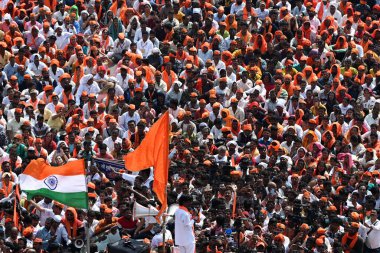 MUMBAI INDIA JANUARY 27 Ocak 2024 Maratha lideri Manoj Jarange Patil ve destekçileri Chhatrapati Shivaji Maharaj Chowk Vashi Manoj Jarange Patil 'de toplandı.