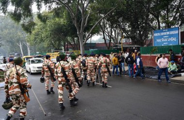 CHANDIGARH INDIA JANUARY 31 2024 Large Number of Security Personales Deployed outside the MC Office due to protest against alleged malpractice in Mayoral election on January 31 2024 in Chandigarh India The BJP on Tuesday won the Chandigarh municipal  clipart