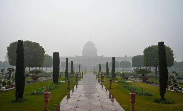 stock image NEW DELHI INDIA JANUARY 31 2024 Flowers in full bloom during the media preview of Amrit Udyan at Rashtrapati Bhawan 