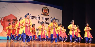 NEW DELHI INDIA SEPTEMBER 5 2024 MCD School Teacher performing cultural Progammme during the Shikshak Samman Samaroh organized by the MCD Education Department at Civic Centre At Kedarnath Sahni Auditorium Civic Centre on September 5 2024 in New Delhi clipart