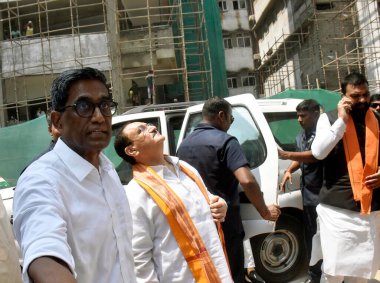 PATNA INDIA 7 Eylül 2024 BJP Ulusal Başkanı ve Sendika Sağlık Bakanı JP Nadda, 7 Eylül 2024 'te Patna Tıp Fakültesi & Hastanesi' nde inşa edilen dünya sınıfı hastanesinin genişleme çalışmalarını teftiş ediyor.