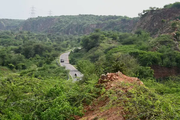 stock image GURUGRAM INDIA JULY 5 2023 A view of Aravali Safari Park land in Garat Pur Bas villageon July 5 2023 in Gurugram India Safari Park project which is being developed in line with the biodiversity park concept in a 10 000 acre land parcel in the Aravall