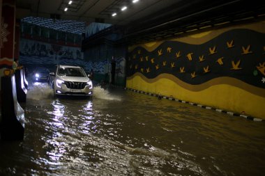 NEW DELHI INDIA JULY 9 2023 After heavy monsoon rainfall waterlogged at Pragati Maidan Tunnel on July 9 2023 in New Delhi India Delhi NCR was drenched with heavy rain on the intervening night of Friday Saturday and Sunday The overnight shower which c clipart