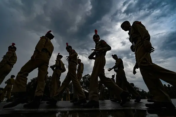 stock image NEW DELHI, INDIA - SEPTEMBER 11: Dark clouds hover over the skies at Kartavya Path, on September 11, 2024 in New Delhi, India. The India Meteorological Department (IMD) 