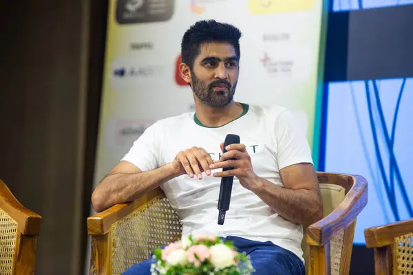 stock image NEW DELHI INDIA SEPTEMBER 11 2024 Boxer Vijender Singh during a grand meet up of 7 Sporting Stars hosted by YFLO Delhi in collaboration with M3M Foundation at the IILM Auditorium on September 11 2024 in New Delhi India The stellar sports event under 