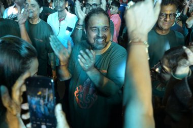 NAVI MUMBAIINDIA SEPTEMBER 17 2024 Singer Shankar Mahadevan along with his family and friends before Ganpati immersion at Vashi his residence on September 17 2024 in Navi Mumbai India. Photo by Bachchan Kumar Hindustan Times clipart