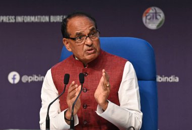 NEW DELHI INDIA SEPTEMBER 19 Eylül 2024 Tarım ve Çiftçilerden Sorumlu Birlik Bakanı Shivraj Singh Chouhan, Başbakan Narendra Modis 'in üçüncü döneminde bakanlığın ilk 100 gününün başarıları konulu basın toplantısında konuşma yaptı.
