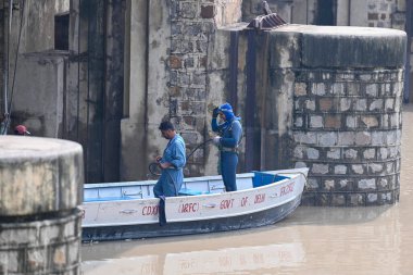 New Delhi India July 15 2023 2023 Indian Navy divers seen getting ready to clean the silt from the gates of ITO Barrage that are stuck on July 15 2023 in New Delhi India The water level of the river has been rising since Wednesday after it breached a clipart