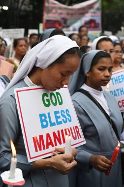 KOLKATA INDIA 16 Temmuz 2023 Katolik Birliği üyeleri Manipur 'da Manipur' da 16 Temmuz 2023 'te Kolkata Hindistan Fotoğrafı: Samir Jana Hindustan Times