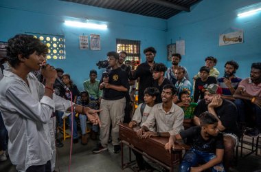 MUMBAI INDIA JULY 15 2023 Bollywood singer Badshah visited the Dharavi Dream Project and launched a state of the art recording studio for the children of the Dharavi project and spent some time with them on July 15 2023 in Mumbai India The Dharavi Dr clipart