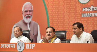 NEW DELHI INDIA 17 Temmuz 2023 Ulusal BJP Başkanı JP Nadda ve diğer liderler 17 Temmuz 2023 Yeni Delhi Hindistan Fotoğrafı: Sonu mehta Hindustan Times