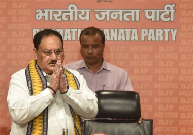 NEW DELHI INDIA 17 Temmuz 2023 Ulusal BJP Başkanı JP Nadda ve diğer liderler 17 Temmuz 2023 Yeni Delhi Hindistan Fotoğrafı: Sonu mehta Hindustan Times