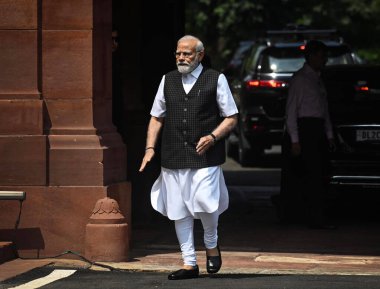 NEW DELHI INDIA 20 HAZİRAN 2023 Başbakan Narendra Modi Hint parlamentosunun 20 Temmuz 2023 tarihli muson oturumunun açılış gününde Yeni Delhi Hindistan Fotoğrafı: Raj K Raj Hindustan Times